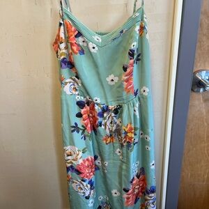 Moulinette Soeurs Floral Midi Dress in Green and Orange